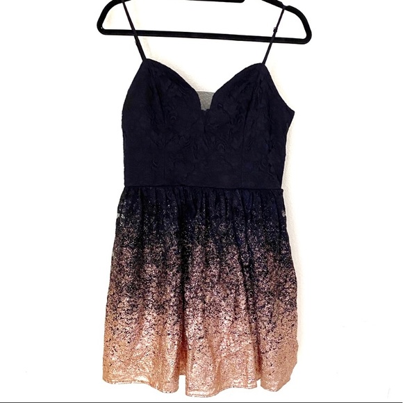 Windsor Black and Rose Gold Ombré Glitter Dress - Picture 4 of 8